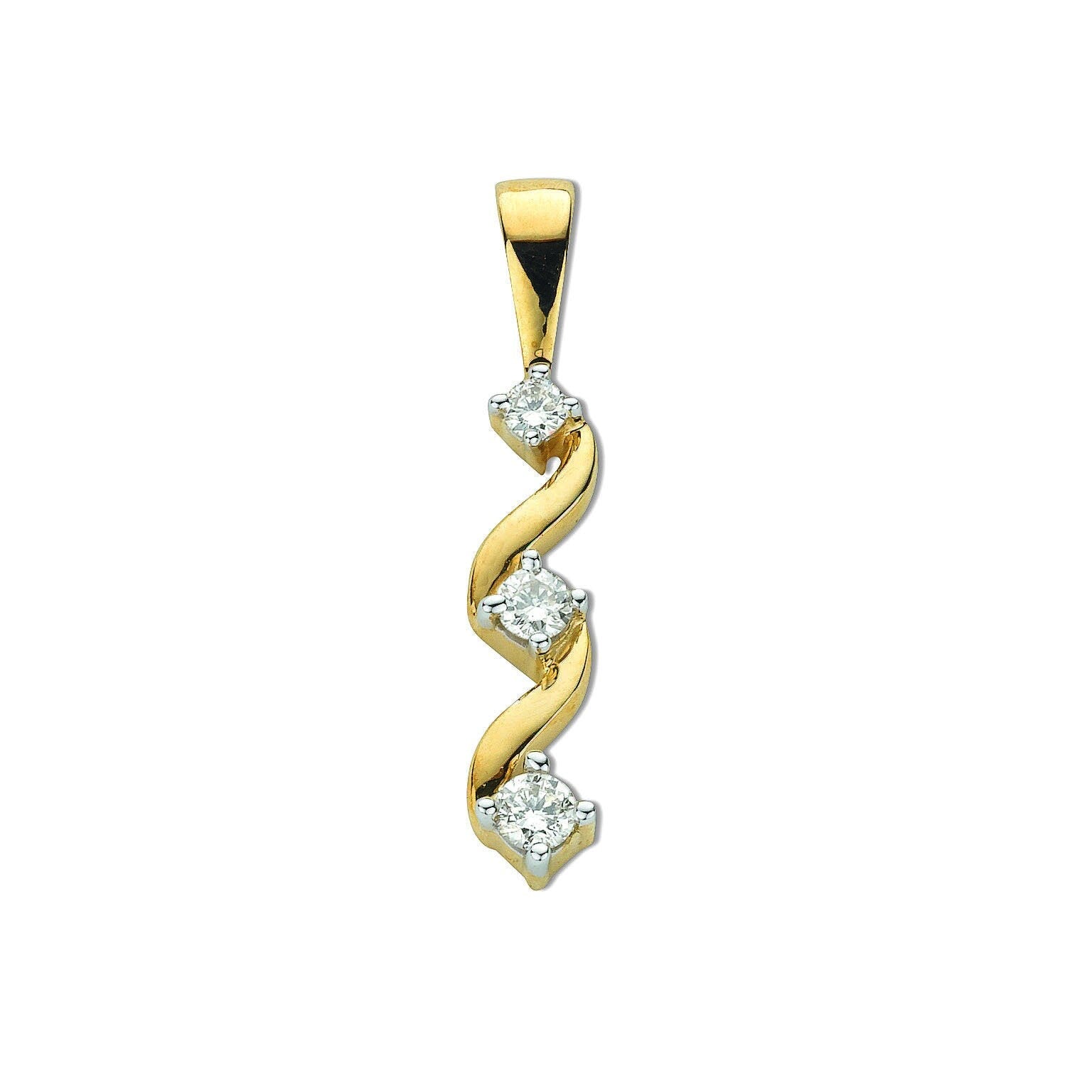 9ct Gold Diamond Trilogy Pendant, 0.15ct Gleaming Luxury, 23mm, Fashionable 16-20" Chain Option, Gift Box Included - Samuel Perry
