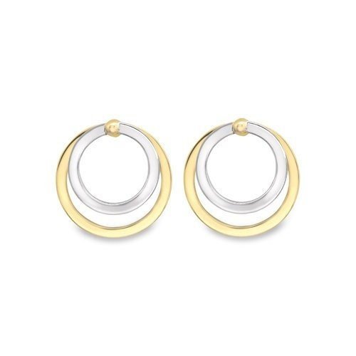 9ct Gold Double Circle Stud Earrings, Layered Elegance, 13mm, 1.70g, Gift box included - Samuel Perry