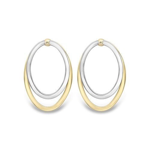 9ct Gold Double Oval Stud Earrings, Timeless Elegance, 20mm, 2.00g, Gift box included