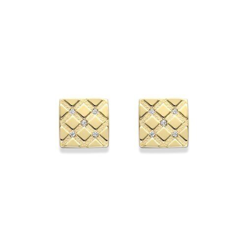 9ct GOLD Earrings Women's Square Satin Finish Studs 7mm 1.10g GIFT BOX - Samuel Perry