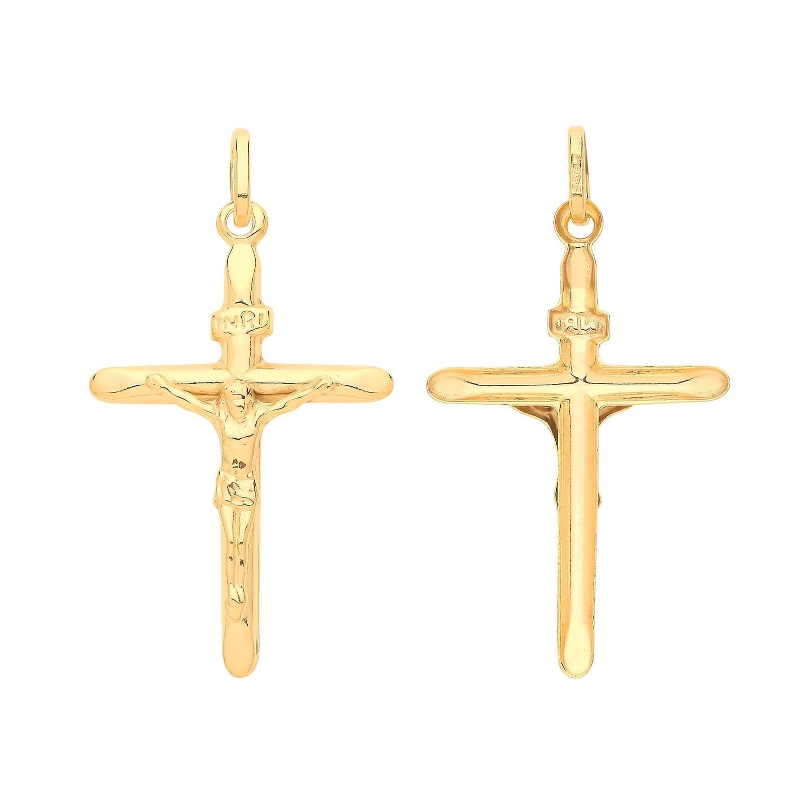9ct Yellow Gold 37mm Crucifix Necklace