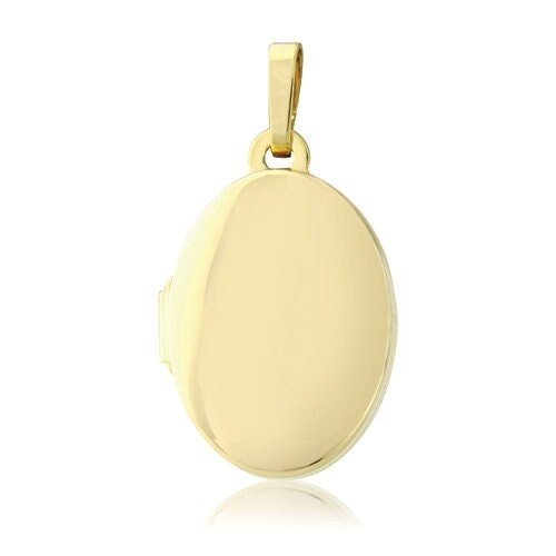 9ct Gold Elegant Oval Locket Pendant, Keepsake Beauty, 15mm, 18" Chain, Gift box included - Samuel Perry
