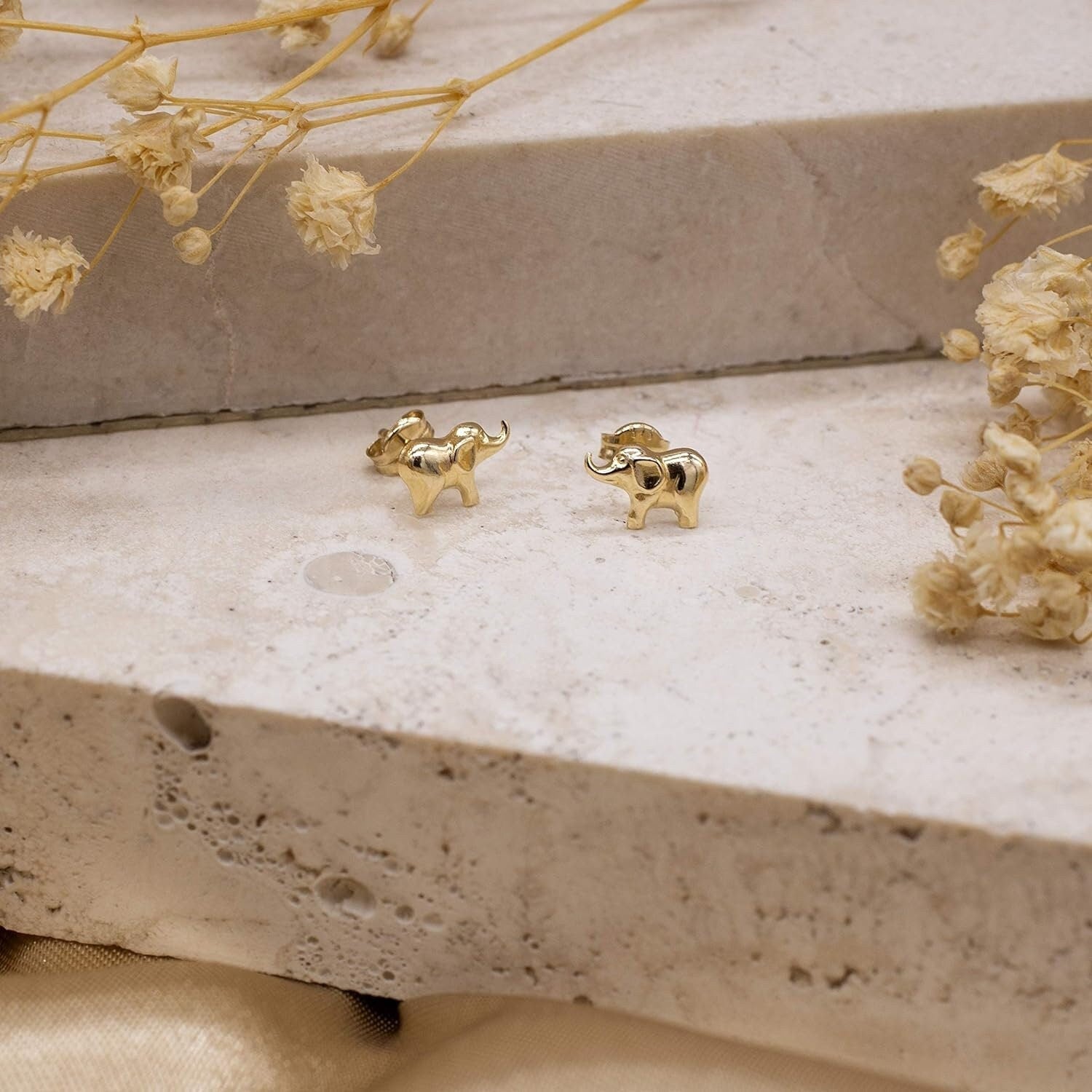 9ct Gold Elephant Earrings - 9mm x 6mm Delicate Charm - Perfect for Everyday Wear - Gift Box Included - Samuel Perry