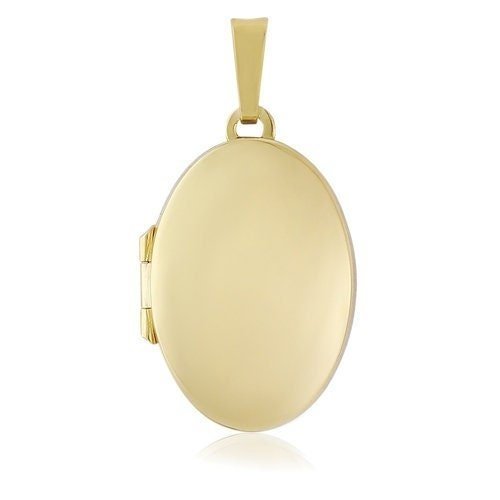 9ct Gold Family Oval Locket, Polished Finish, 4 Photo Inserts, 24mm, 18" Chain, Gift box included - Samuel Perry