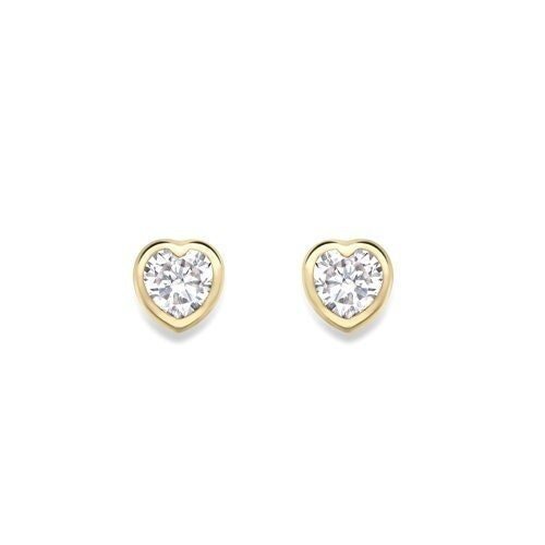 9ct Gold Heart Crystal Stud Earrings, Dazzling Enchantment, 6mm, 0.80g, Gift Box Included - Samuel Perry