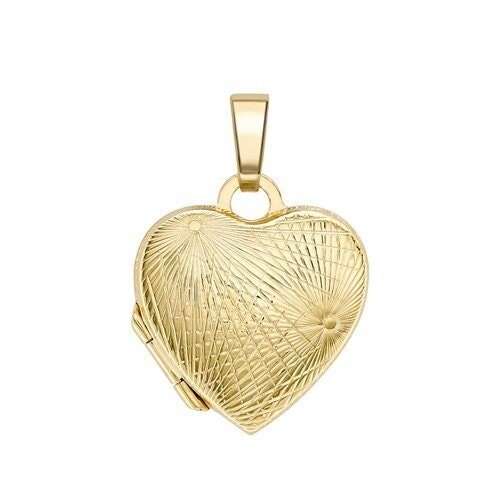 9ct Gold Heart Shaped Locket Pendant, Spectrum Motif, Radiant Romance, 15mm, 18" Chain, Gift box included - Samuel Perry