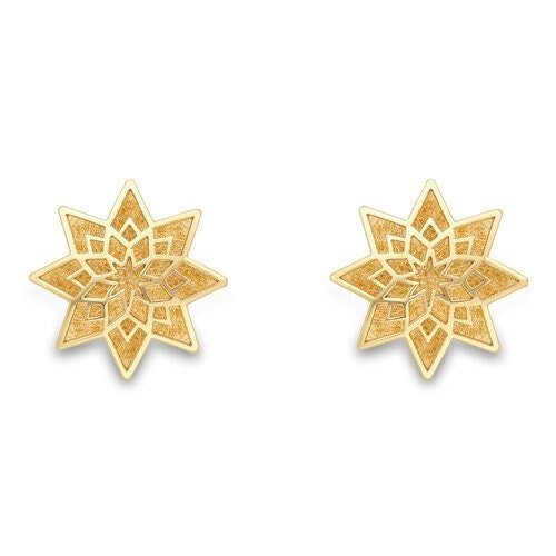 9ct Gold Lattice Star Stud Earrings, Intricate Beauty, 7mm, 0.80g, Gift Box Included - Samuel Perry