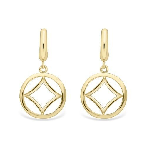 9ct Gold Modern Round Drop Studs, Chic & Contemporary, 8mm, 2.10g, Gift box included - Samuel Perry