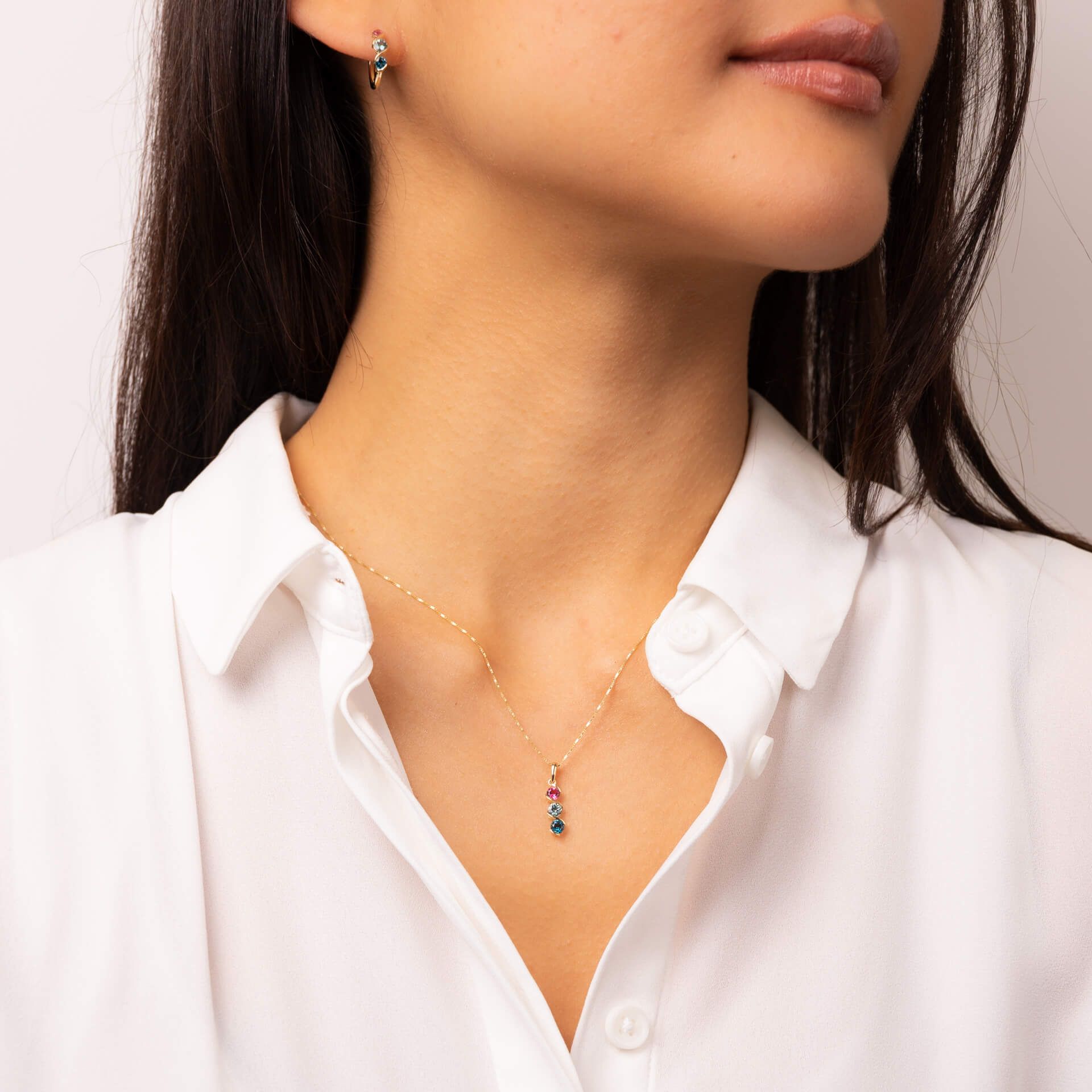 9ct Gold Multi-Stone Drop Pendant - Samuel Perry