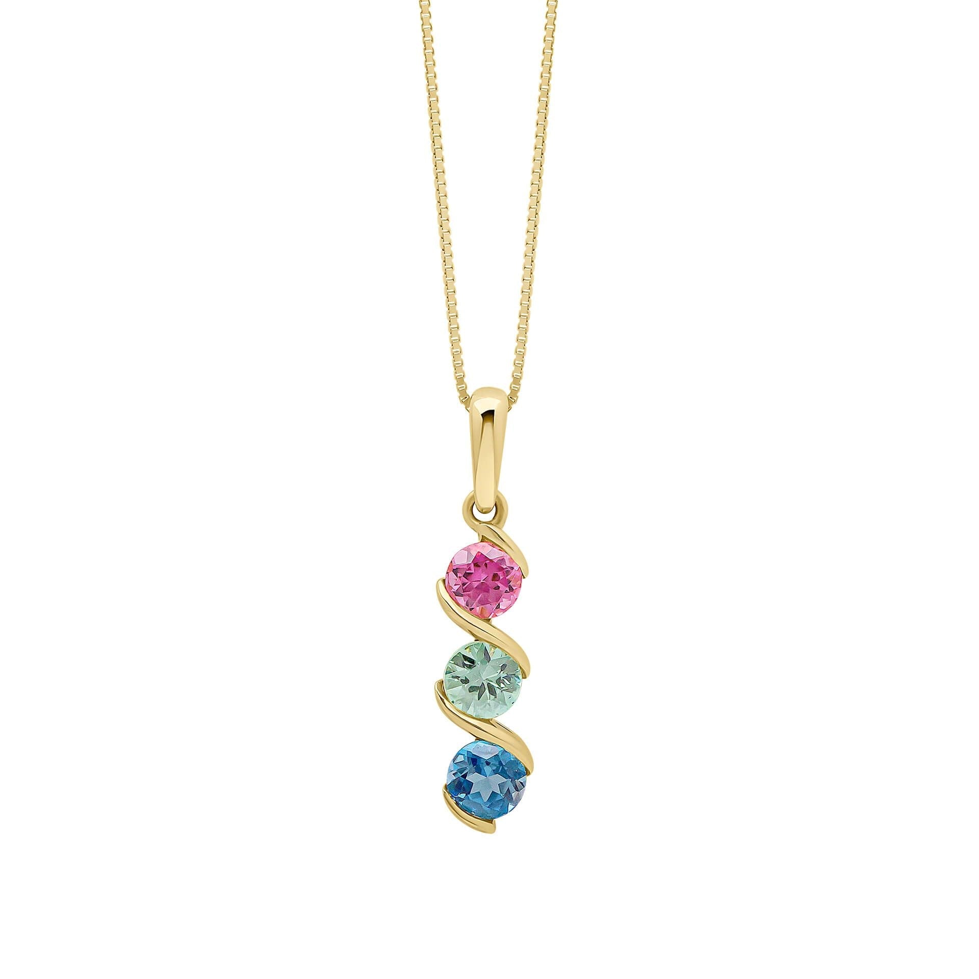 9ct Gold Multi-Stone Drop Pendant - Samuel Perry