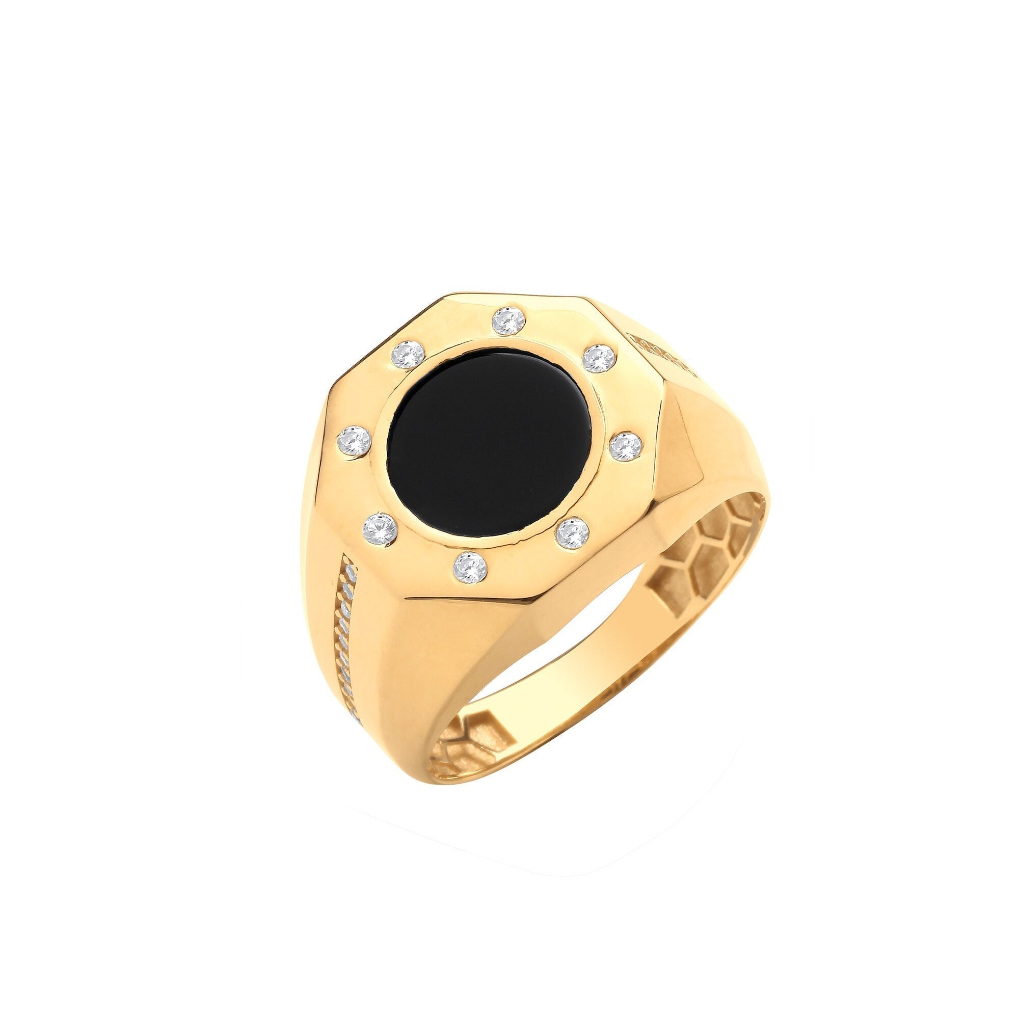 9ct Gold Onyx Ring, 16mm, 4.60g, Bold Black Beauty, All Sizes, Gift Box Included