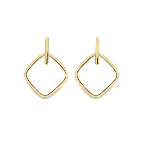 9ct Gold Open Cushion Stud Earrings, Modern Sophistication, 17mm, 1.40g, Gift box included - Samuel Perry