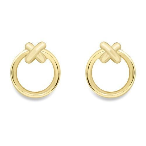 9ct Gold Open Kiss Stud Earrings, Sweet Expression, 10mm, 1.60g, Gift box included - Samuel Perry