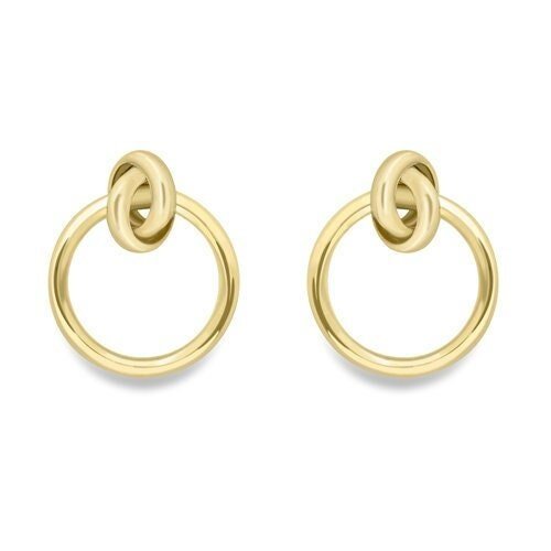 9ct Gold Open Knot Stud Earrings, Unique Twist, 10mm, 1.30g, Gift box included