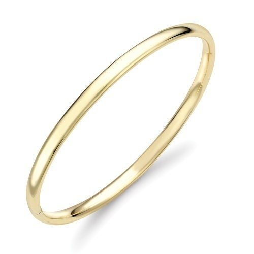 9ct Gold Oval Bangle, Women's Hinged Solid Essence, 4mm, 19.40g, Gift Box Included - Samuel Perry