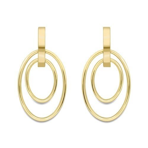 9ct Gold Oval Drop Stud Earrings, Graceful Dangle, 35mm, 1.70g, Gift box included - Samuel Perry