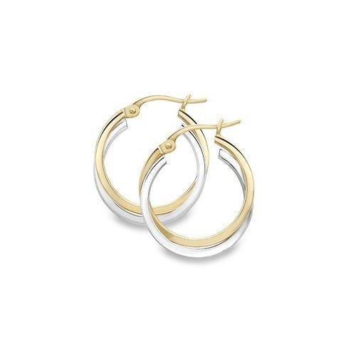 9ct Gold Overlapping Round Creole Hoops, Dynamic Design, 15mm, 1.60g, Gift box included - Samuel Perry
