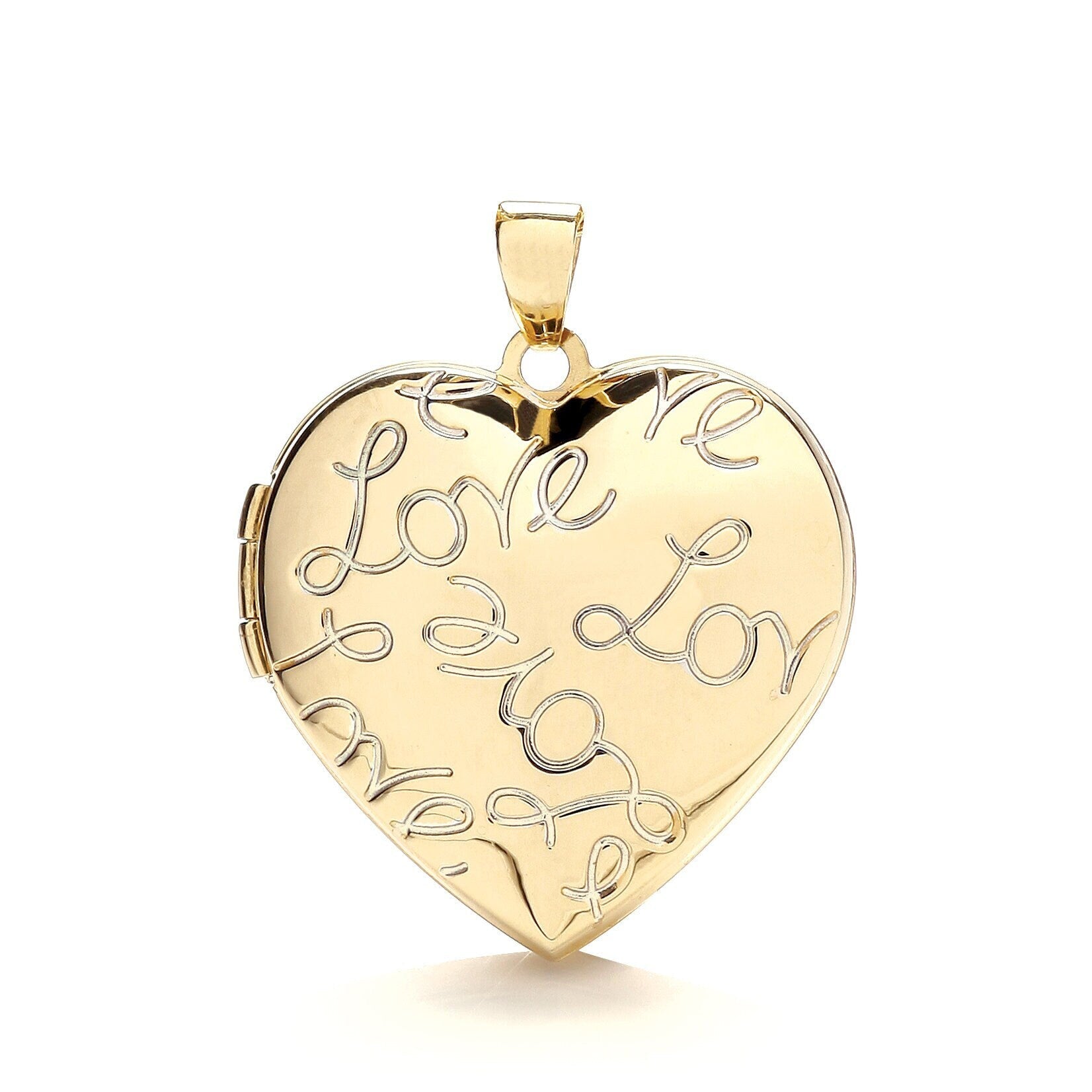 9ct Gold Photo Locket Pendant, Women's Heart "Love" Shape, 31mm, 16" - 20", Elegant Gift Box Included - Samuel Perry