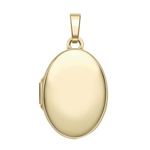 9ct Gold Polished Oval Locket Pendant, Sleek Shine, 18mm, 18" Chain, Gift box included - Samuel Perry