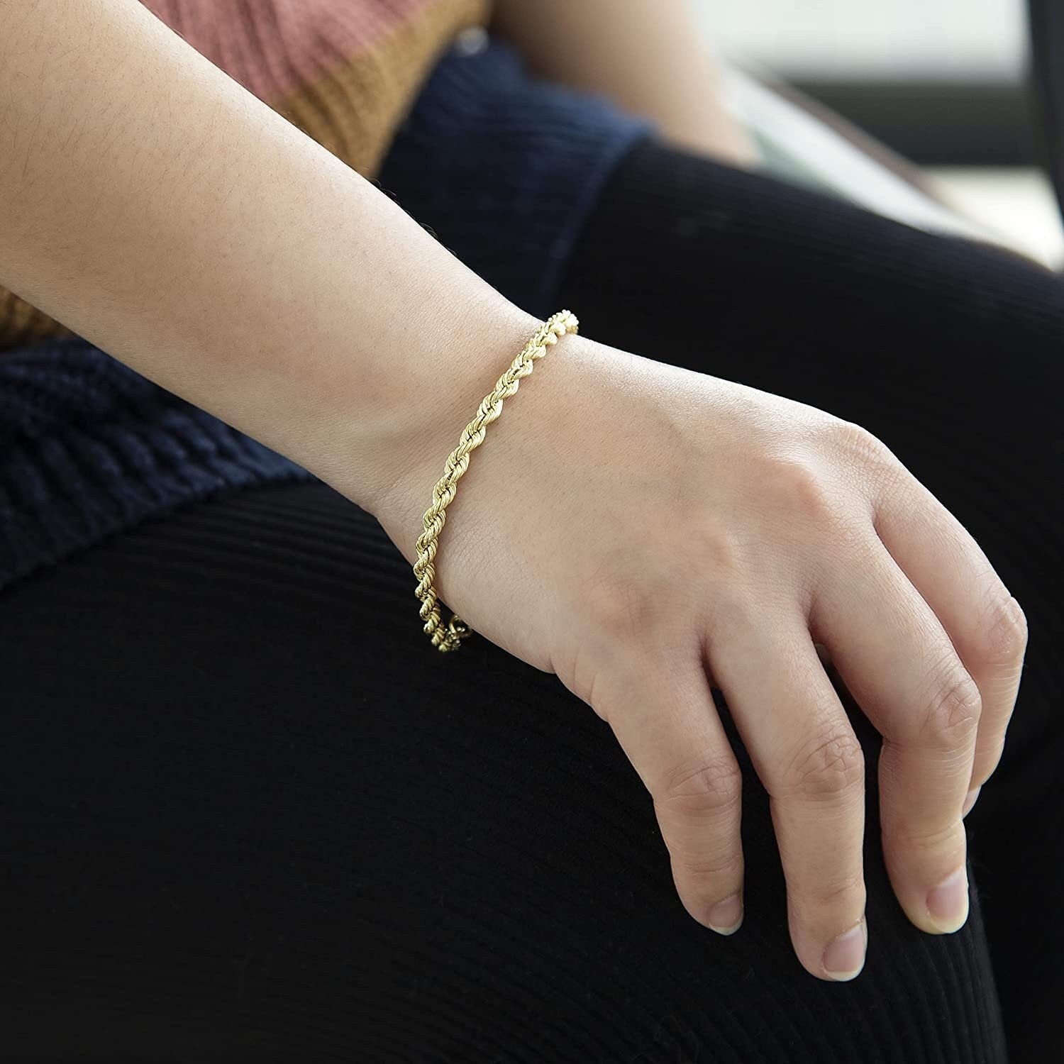 9ct Gold Rope Bracelet - 4mm, 2.20g, 7.5" - Unisex Design - Gift Box Included - Samuel Perry