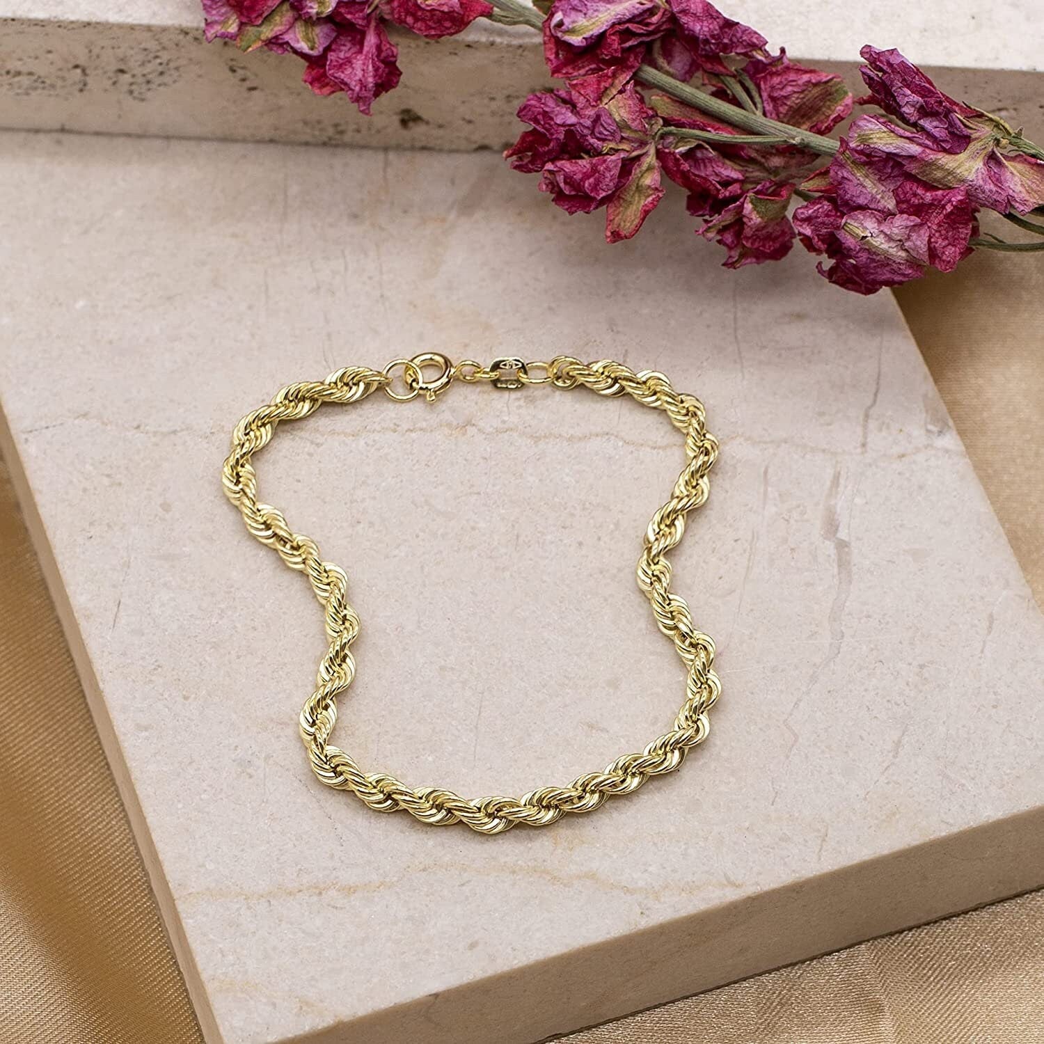 9ct Gold Rope Bracelet - 4mm, 2.20g, 7.5" - Unisex Design - Gift Box Included - Samuel Perry