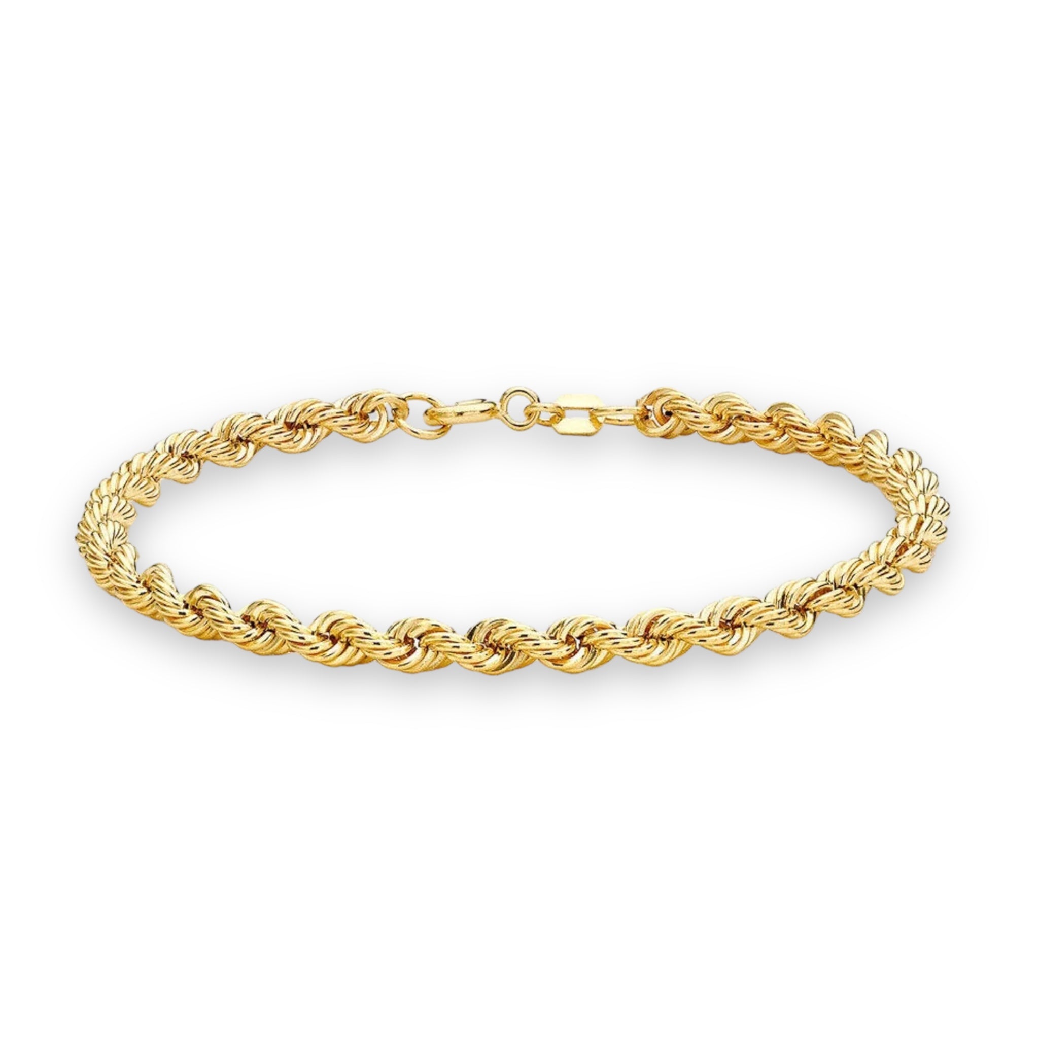 9ct Gold Rope Bracelet - 4mm, 2.20g, 7.5" - Unisex Design - Gift Box Included - Samuel Perry