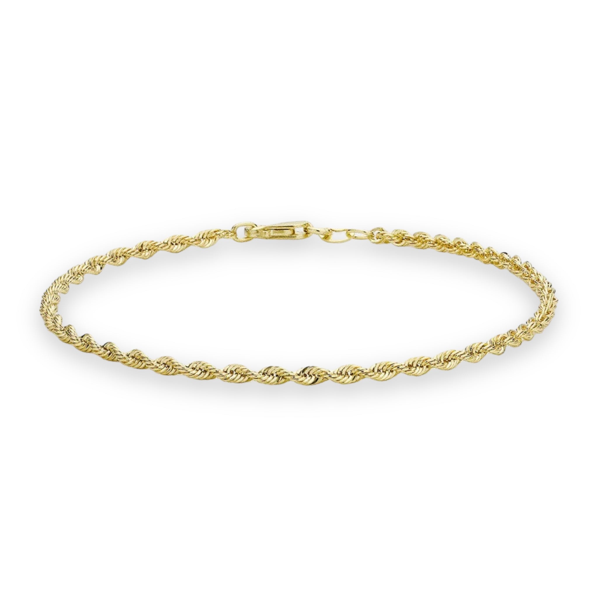 9ct Gold Rope Bracelet - Perfect Gift for Women - 2mm, 7" - Gift Box Included - Samuel Perry