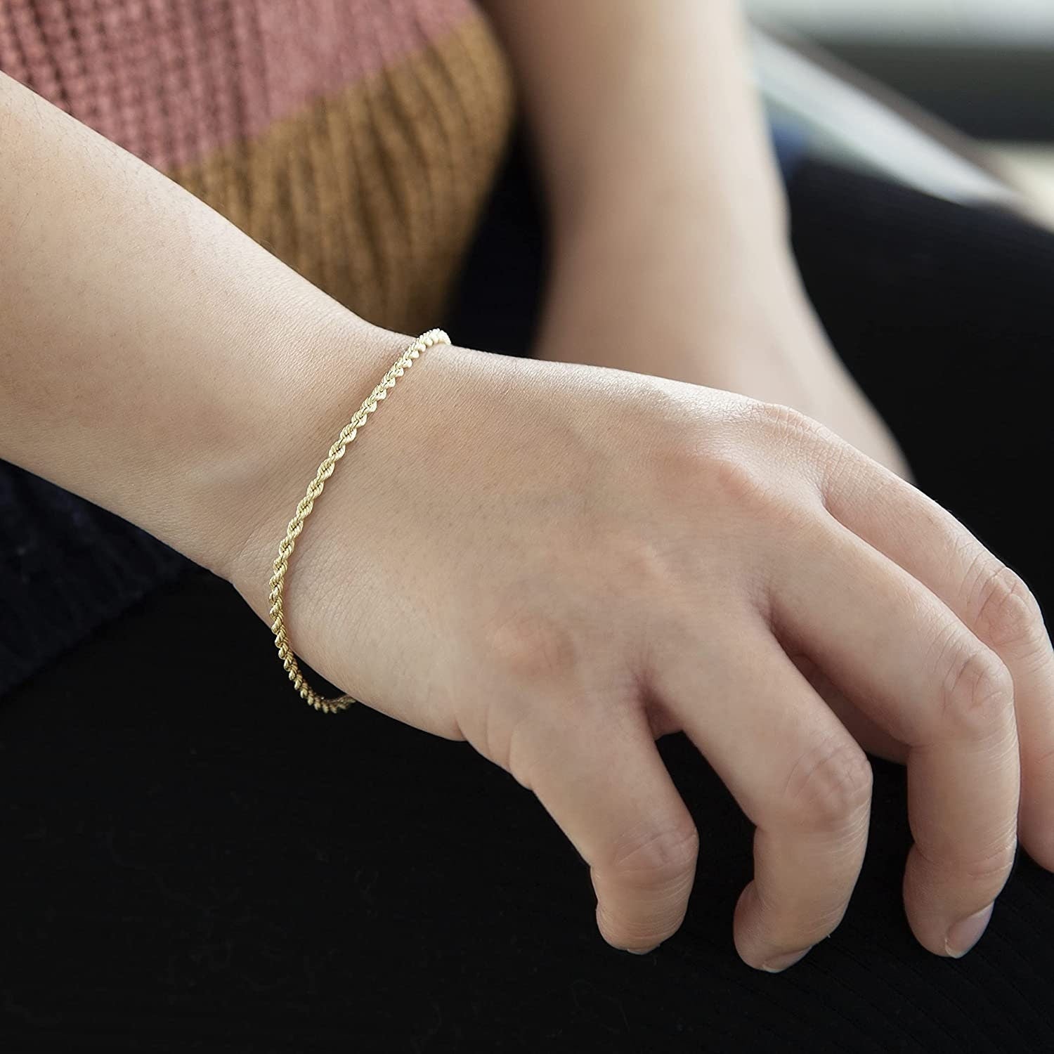 9ct Gold Rope Bracelet - Perfect Gift for Women - 2mm, 7" - Gift Box Included - Samuel Perry