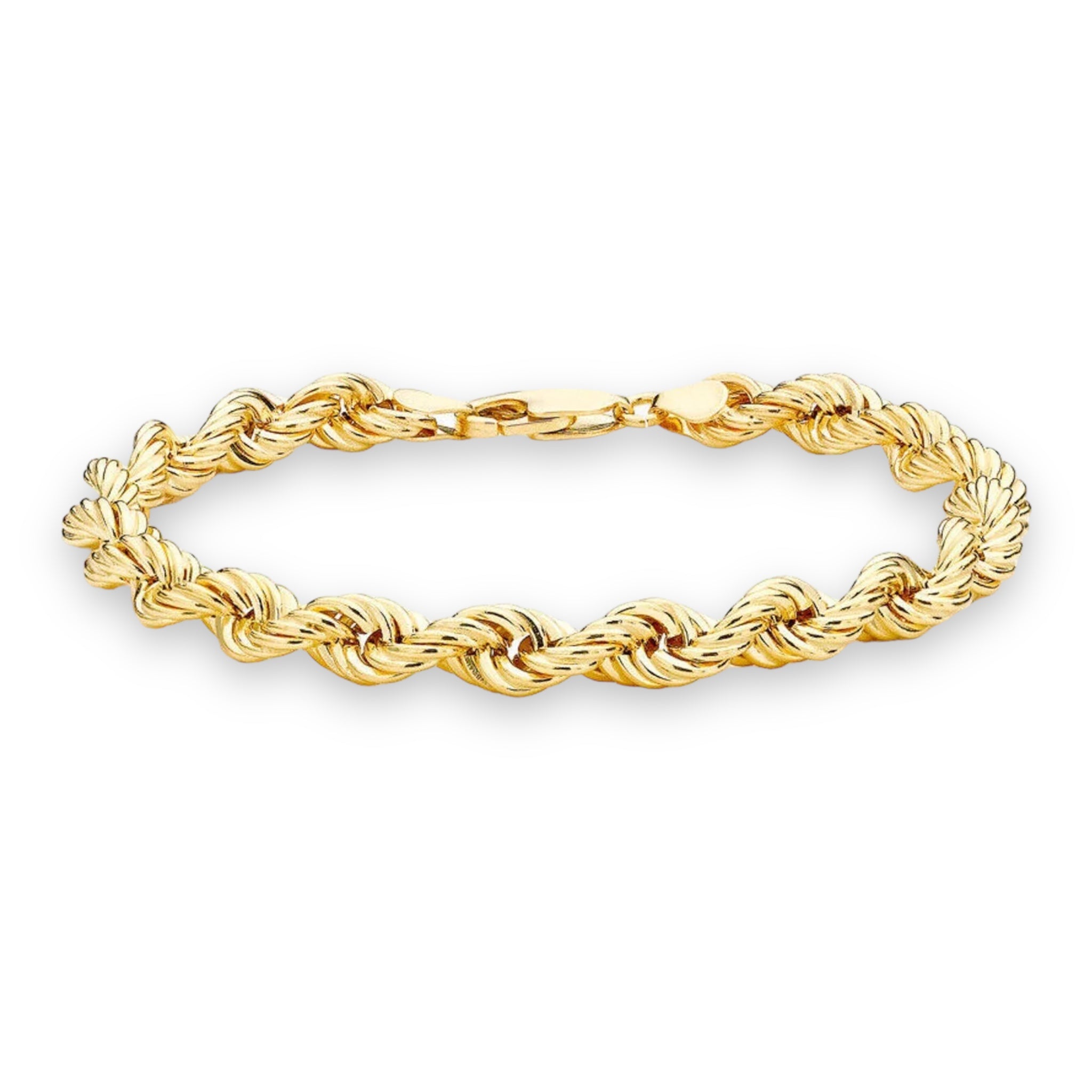 9ct Gold Rope Bracelet, Twisted Elegance, 7mm, 8", 7.00g, Gift Box Included - Samuel Perry