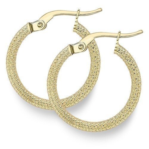 9ct Gold Round Creole Earrings, Classic Elegance, 15mm, 0.90g, Gift Box Included - Samuel Perry
