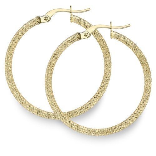 9ct Gold Round Creole Hoops, Statement Size, 25mm, 1.20g, Gift box included - Samuel Perry