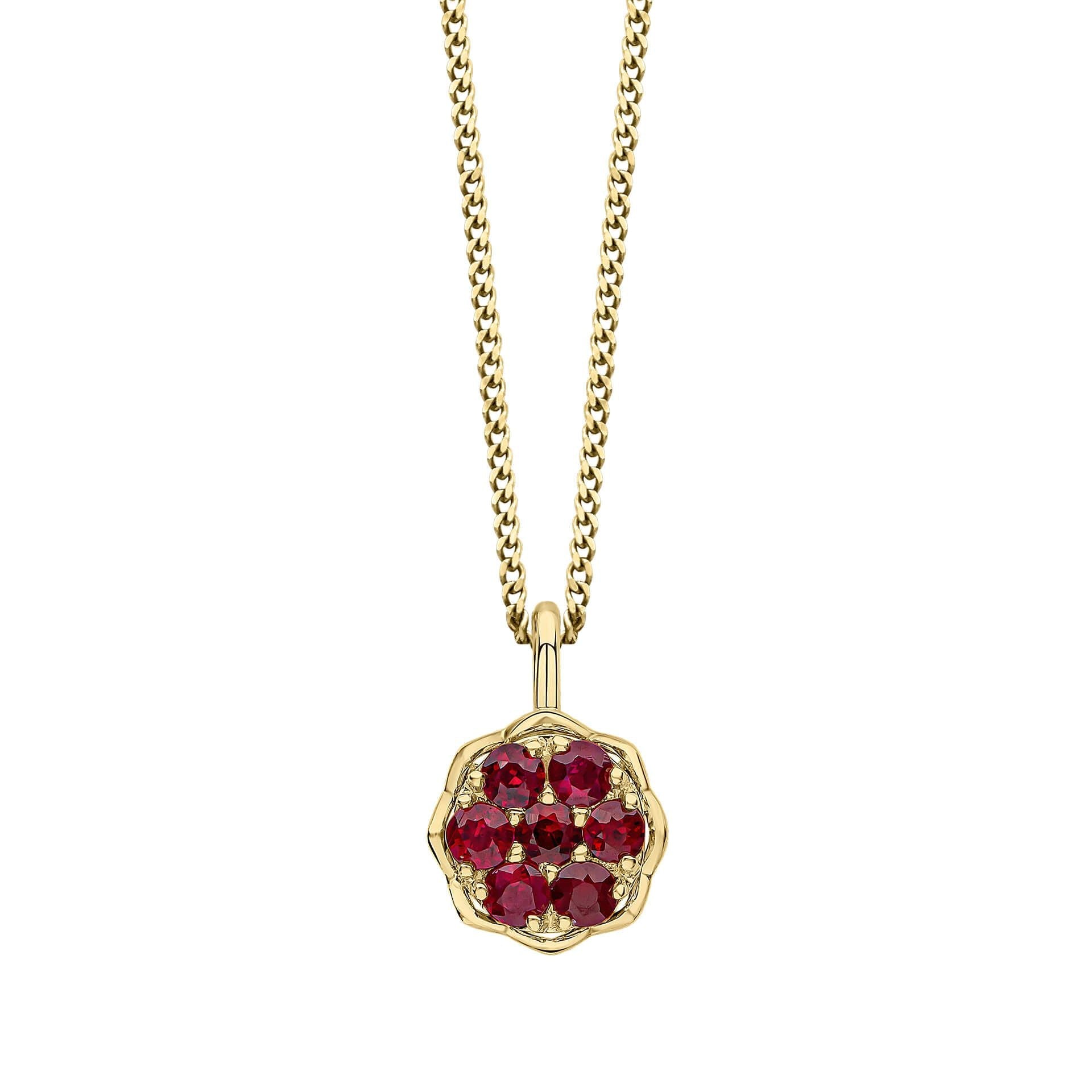 9ct Gold Ruby Cluster Pendant - Samuel Perry
