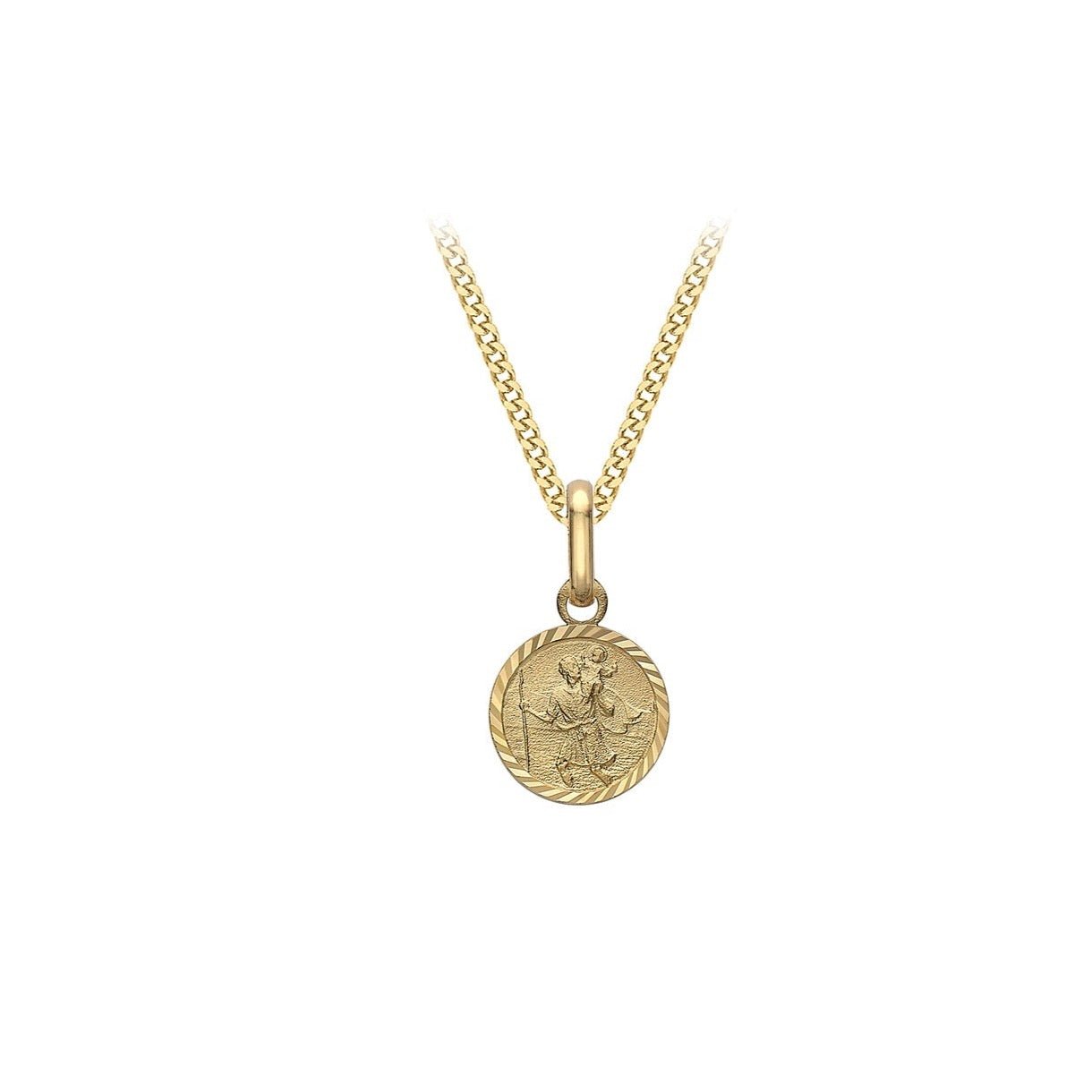 9ct Gold 'St. Christopher' Pendant Necklace - 16mm - Samuel Perry