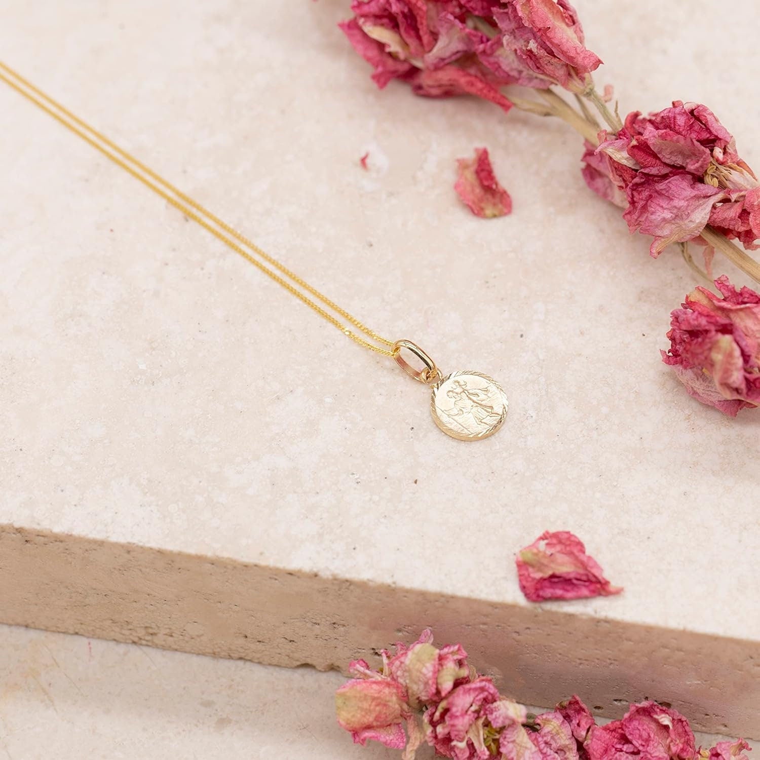 9ct Gold 'St. Christopher' Pendant Necklace - 16mm - Samuel Perry