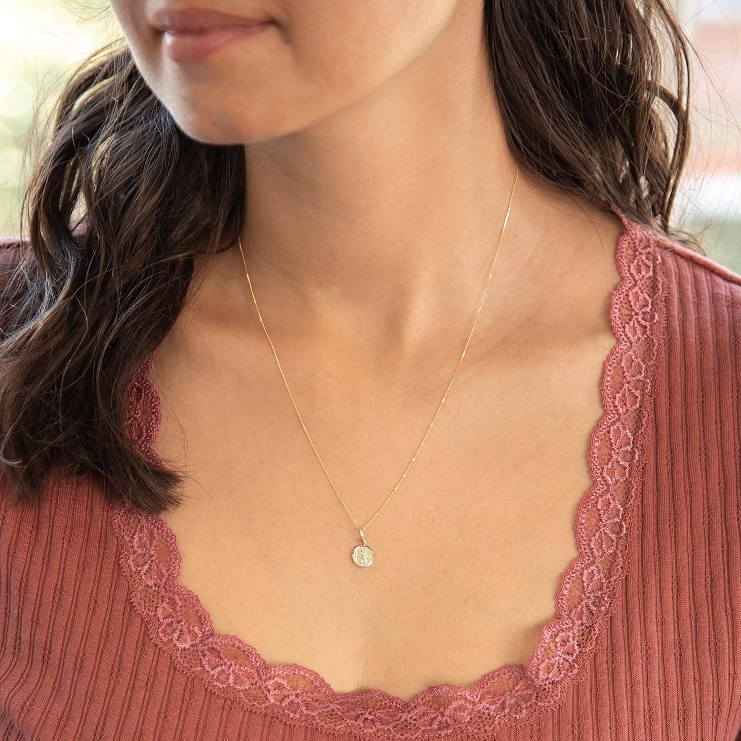 9ct Gold 'St. Christopher' Pendant Necklace - 16mm - Samuel Perry