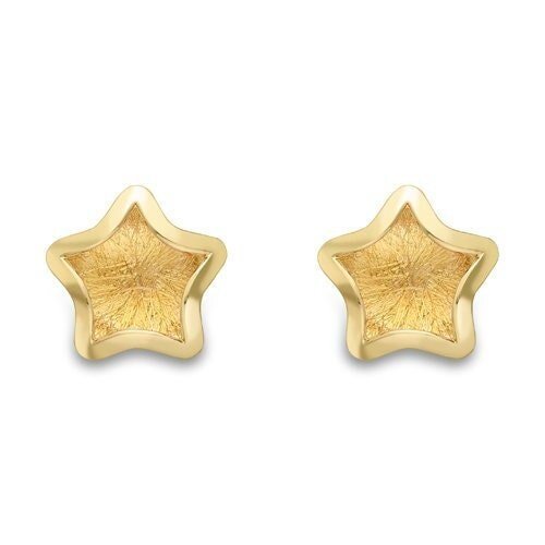 9ct Gold Star Stud Earrings, Satin Finish, Dainty 7mm, 1.00g, Gift box included - Samuel Perry