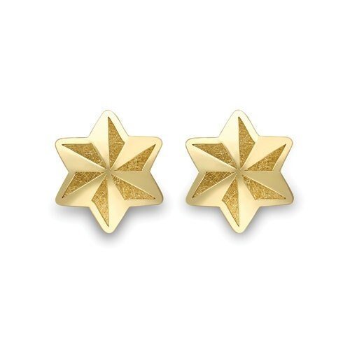 9ct Gold Star Stud Earrings, Satin Finish, Stylish 8mm, 1.00g, Gift box included - Samuel Perry