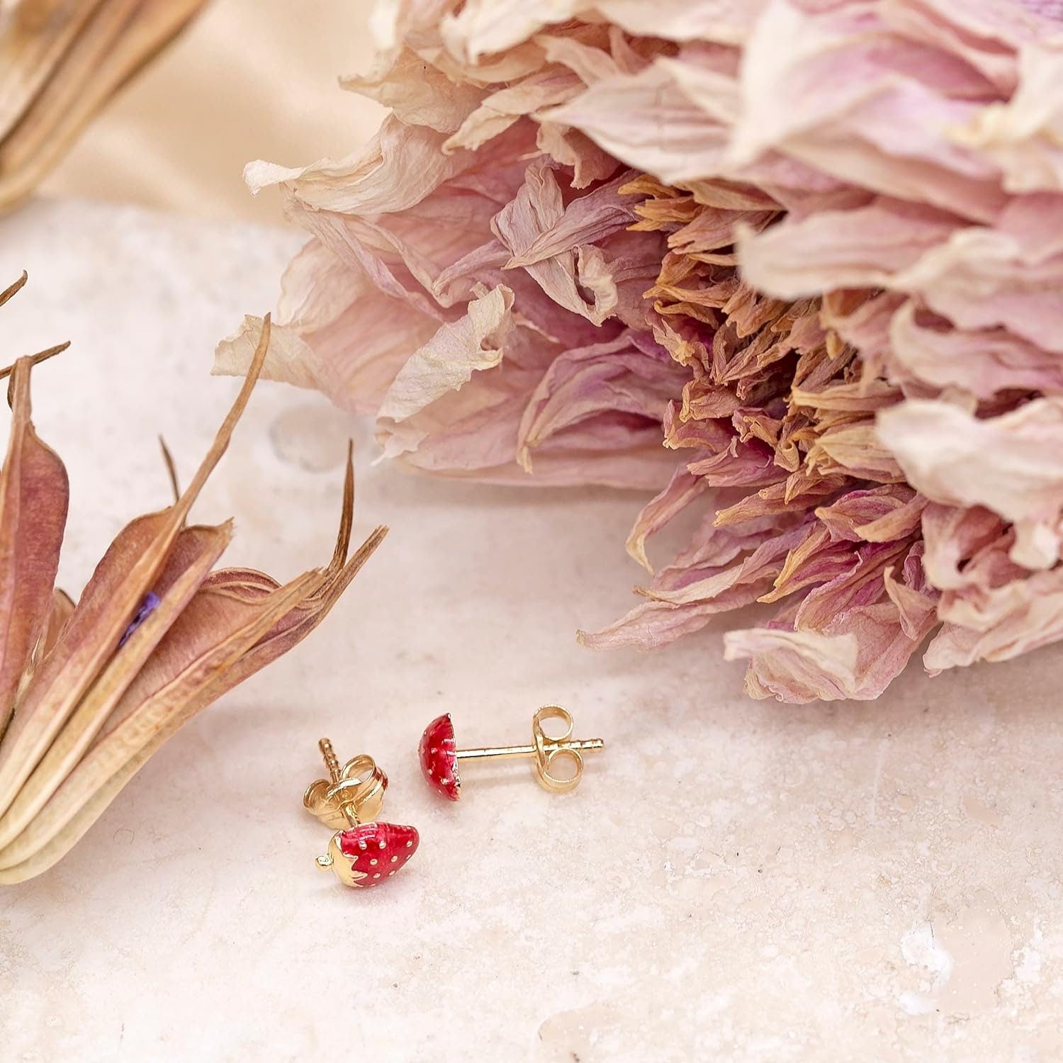 9ct Gold Strawberry Stud Earrings - 6mm - Samuel Perry