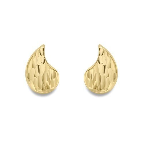 9ct Gold Teardrop Diamond Cut Studs, Sparkling Finish, 12mm, 1.20g, Gift box included - Samuel Perry