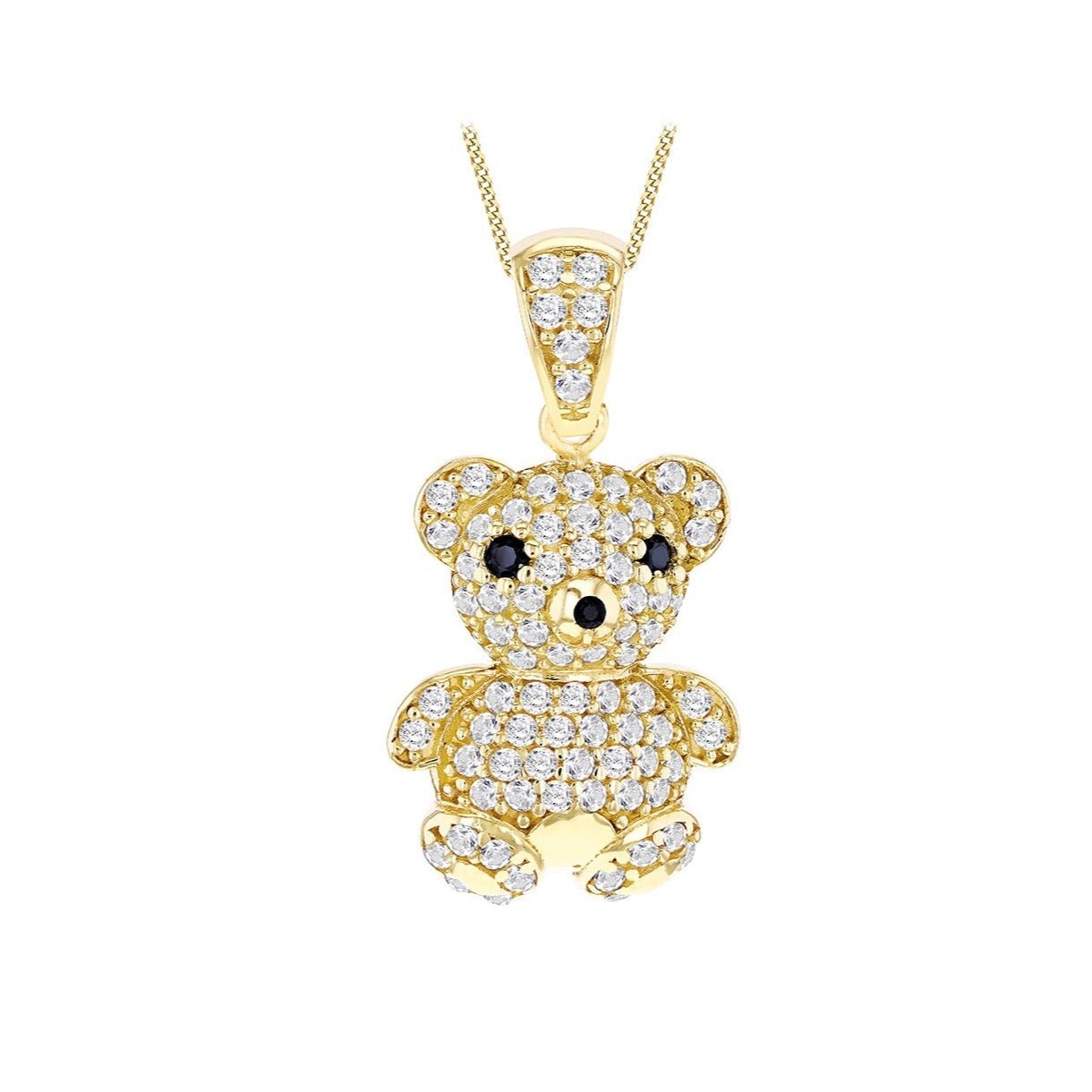 9ct Gold Teddy Bear Pendant Necklace - 21mm - Samuel Perry