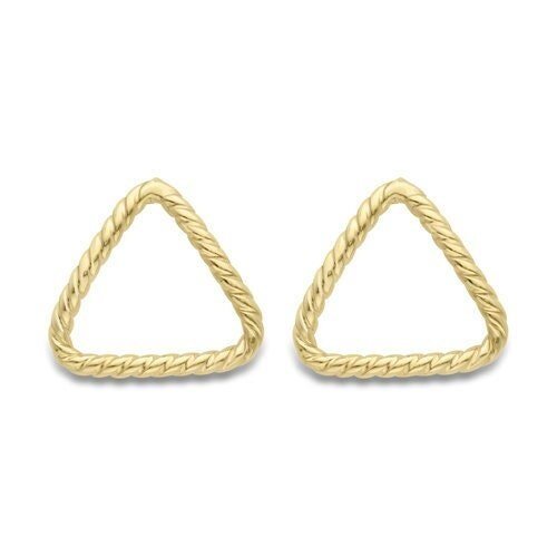 9ct Gold Triangle Stud Earrings, Rope Edged, Modern 20mm, 1.00g, Gift box included - Samuel Perry