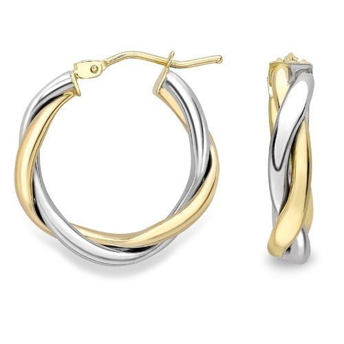 9ct Gold Twisted Round Creole Hoops, Spiraled Elegance, 15mm, 2.00g, Gift box included - Samuel Perry
