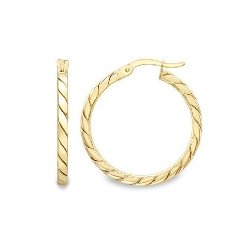 9ct Gold Twisted Round Creole Hoops, Spiraled Sophistication, 20mm, 2.20g, Gift box included - Samuel Perry