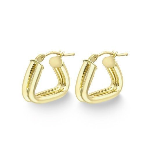 9ct Gold Unique Triangle Creole Hoops, Artsy Design, 15mm, 1.30g, Gift box included - Samuel Perry