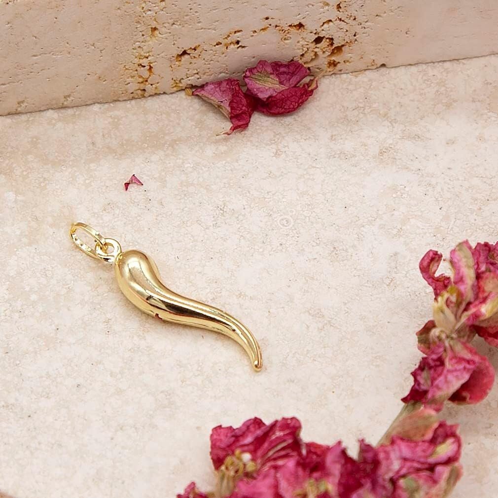 9ct Gold Wave-Horn Pendant Necklace - Perfect and Special Gift - 24mm - 16" to 20" Chain Option - Samuel Perry