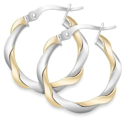 9ct Gold Weaved Style Round Creole Hoops, Intricate Pattern, 15mm, 1.50g, Gift box included - Samuel Perry