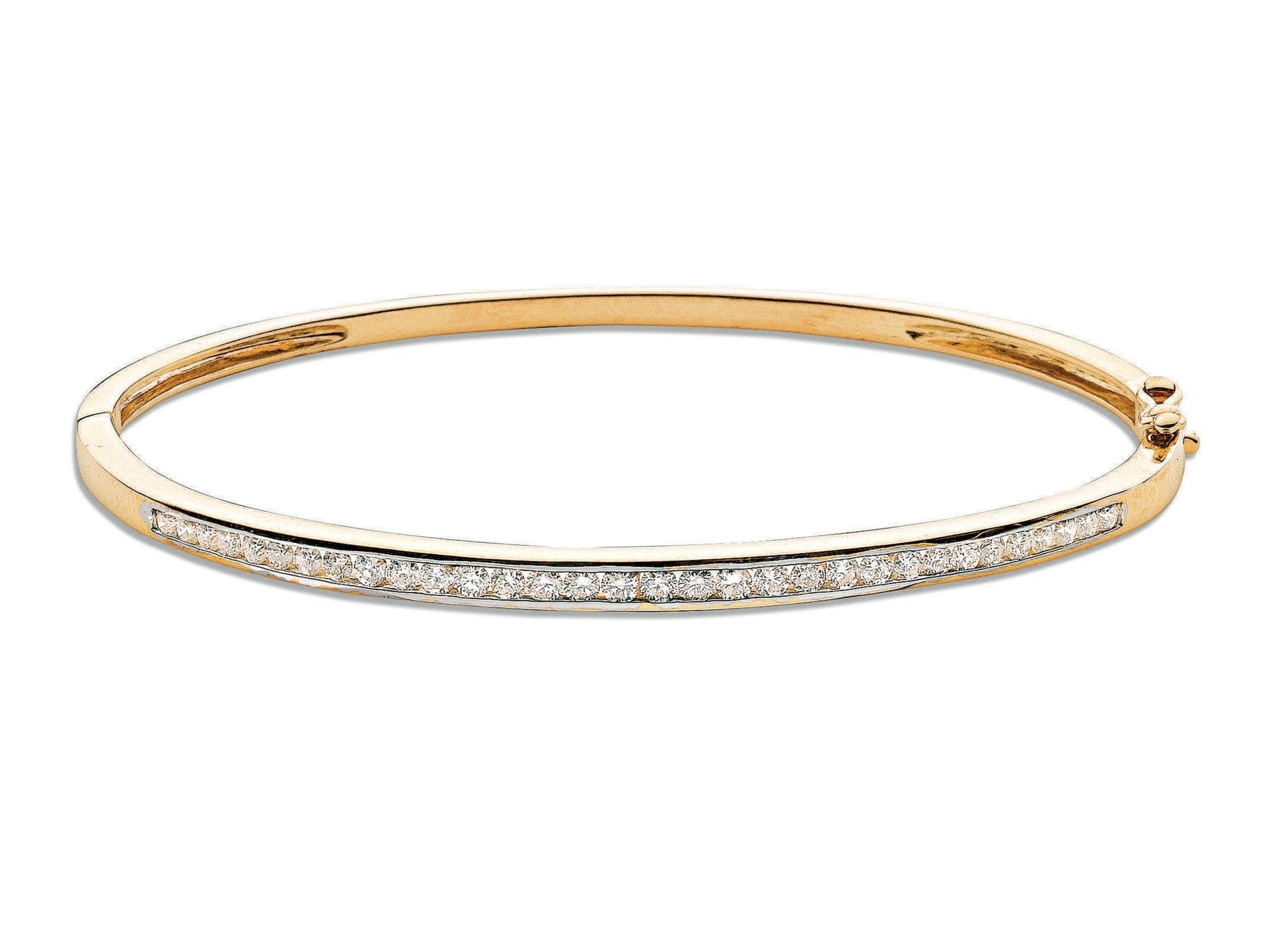 9ct Gold Women's Diamond Bangle Bracelet, Channel Set Style, 1.00ct, 3.5mm, Exquisite Gift Box Included - Samuel Perry