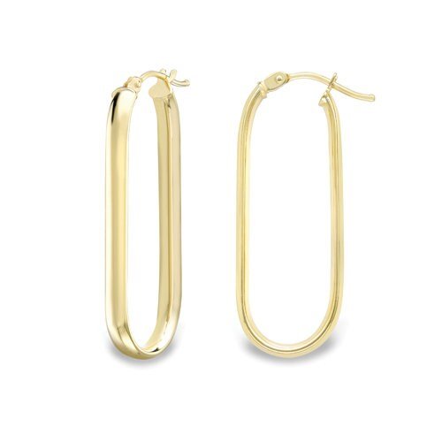 9ct Gold Women's Earrings, Chic Oval Creole Hoops, 35mm, 1.60g, Premium Gift Box Included - Samuel Perry