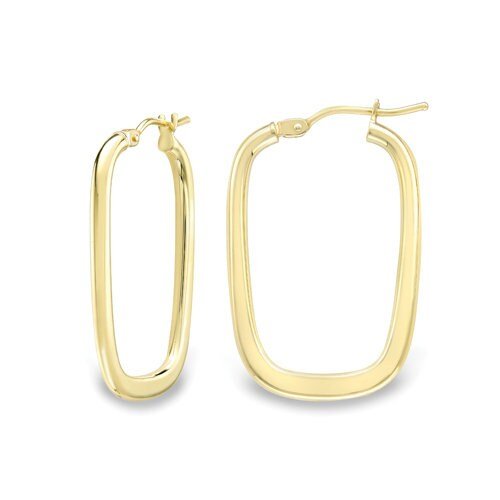 9ct Gold Women's Earrings, Modern Square Hoops, 32mm, 1.80g, Comes in Deluxe Gift Box - Samuel Perry