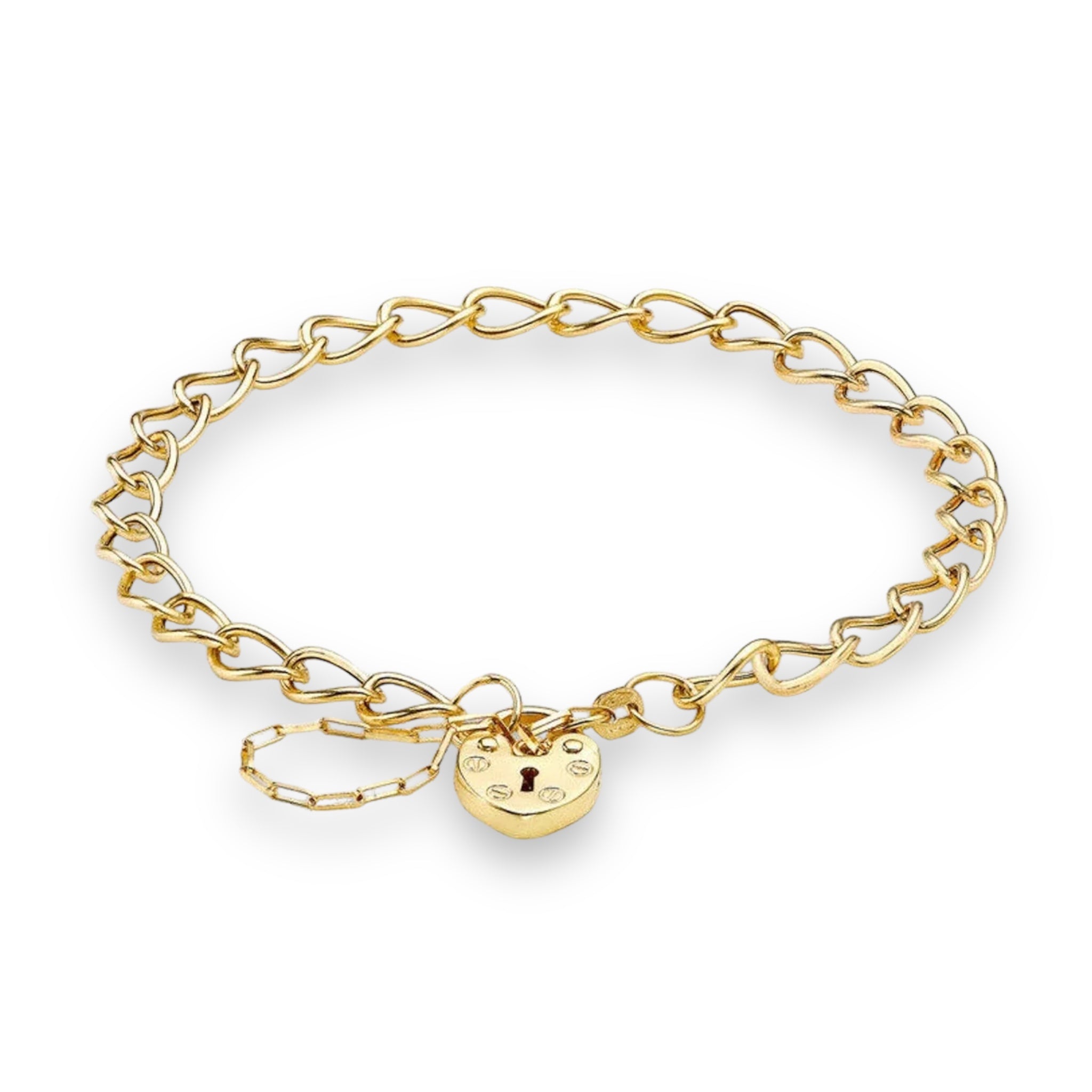 9ct Gold Women's Heart Charm Bracelet - 5mm, 2.90g, 7", Gift Box Included - Samuel Perry